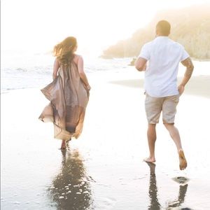 FREE PEOPLE MAXI DRESS - TAN/CORAL - XS/S